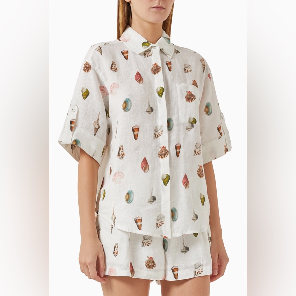 Jane and Delancey White Seashell Print Top